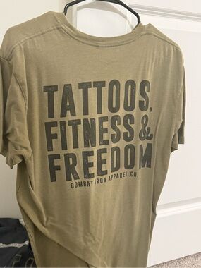 Combat Iron 'Tattoos, Fitness & Freedom' Short Sleeve Tee - Olive
